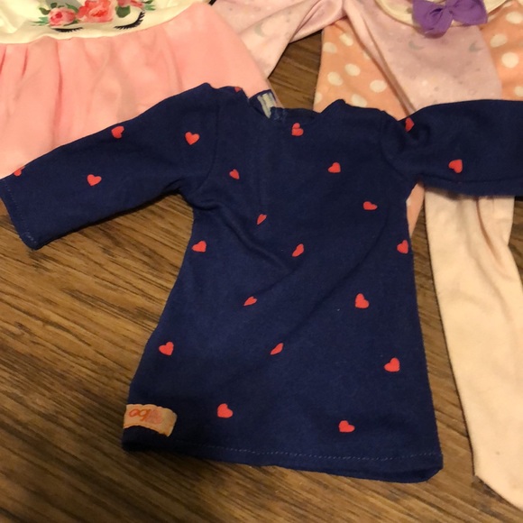 Large doll clothes bundle: nightgown, dress, tunic, cardigan, PJs, dress, tights - Picture 9 of 17